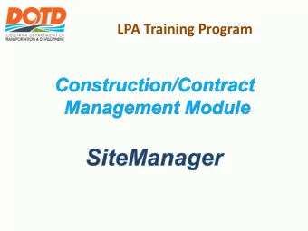 LPA Training Program  LPA Training Program:  Construction/Contract  Management Module  2  LPA