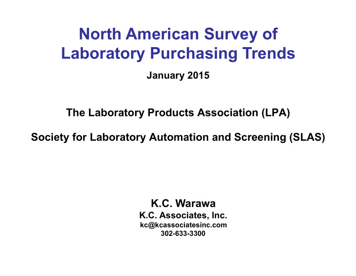 north american survey of laboratory purchasing trends