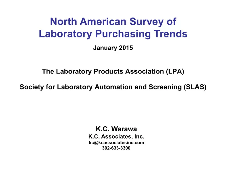 north american survey of laboratory purchasing trends