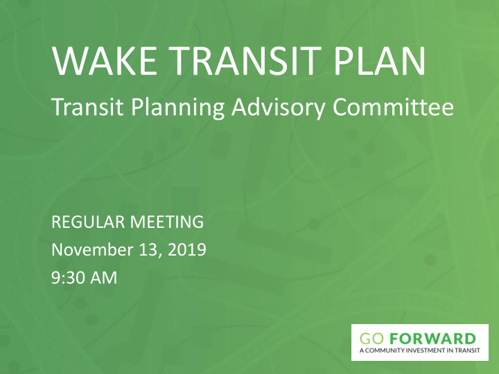 wake transit plan