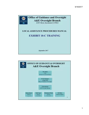 Office of Guidance and Oversight  A&amp;E Oversight Branch  1120 N Street, Sacramento CA 95814