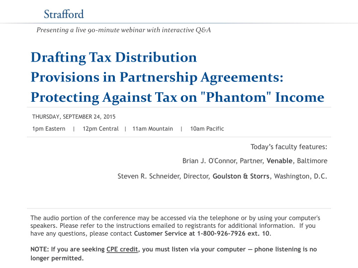 drafting tax distribution provisions in partnership