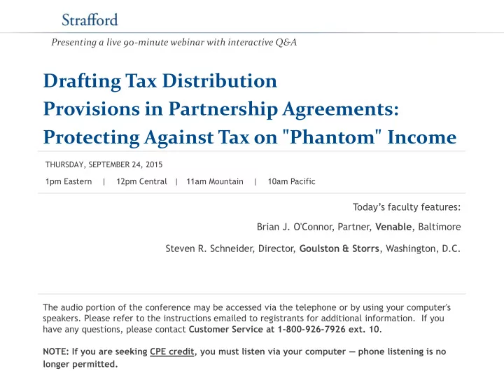 drafting tax distribution provisions in partnership