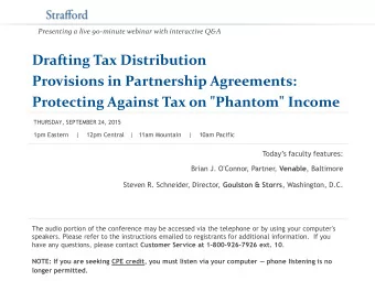Drafting Tax Distribution  Provisions in Partnership Agreements: Protecting Against Tax on