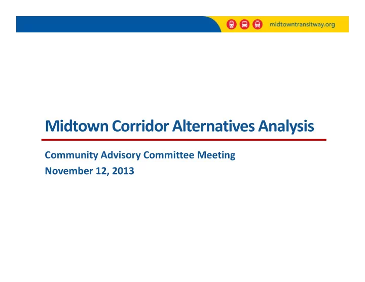 midtown corridor alternatives analysis