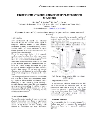 FINITE ELEMENT MODELLING OF CFRP PLATES UNDER  CRUSHING H.A.Israr 1 , S. Rivallant 1* , H. Zeng 1 ,
