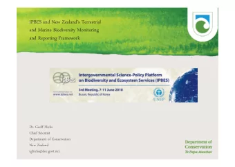 IPBES and New Zealands Terrestrial  and Marine Biodiversity Monitoring  and Reporting Framework