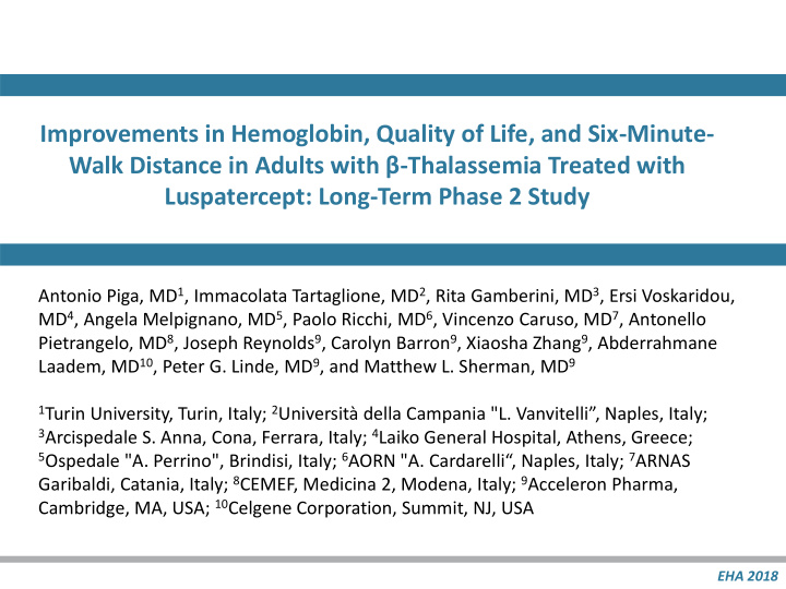 improvements in hemoglobin quality of life and six minute