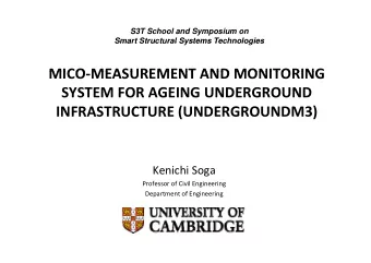 MICO MEASUREMENT AND MONITORING MICO  MEASUREMENT AND MONITORING SYSTEM FOR AGEING UNDERGROUND