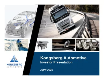 Kongsberg Automotive  Investor Presentation  April 2020  Kongsberg Automotive  Disclaimer