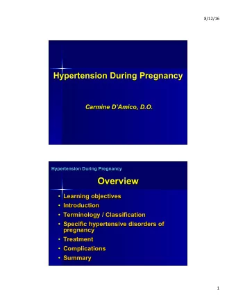 Overview  Learning objectives  Introduction  Terminology / Classification  Specific