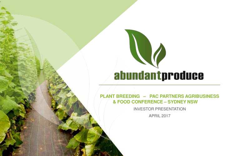 plant breeding pac partners agribusiness food conference