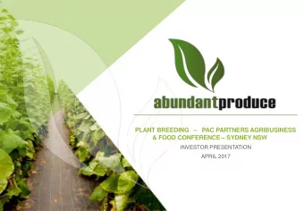 PLANT BREEDING    PAC PARTNERS AGRIBUSINESS  &amp; FOOD CONFERENCE  SYDNEY NSW  INVESTOR