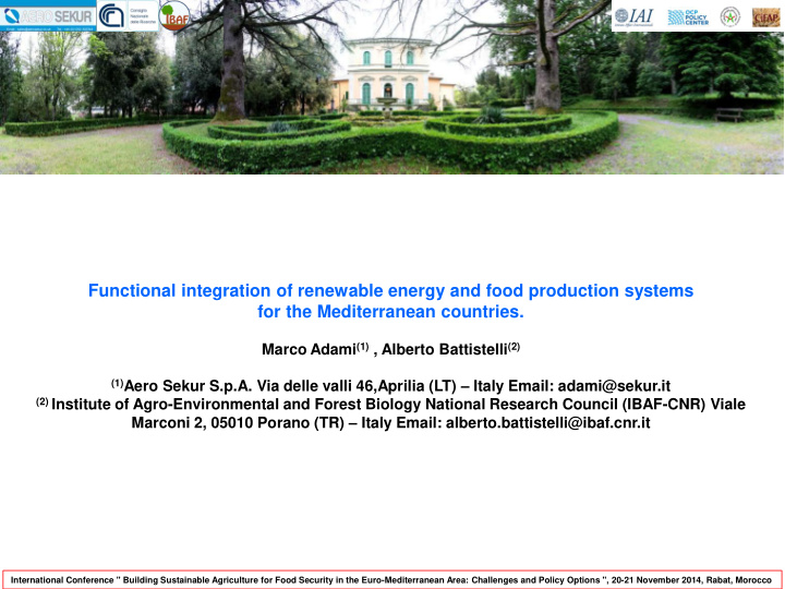 functional integration of renewable energy and food