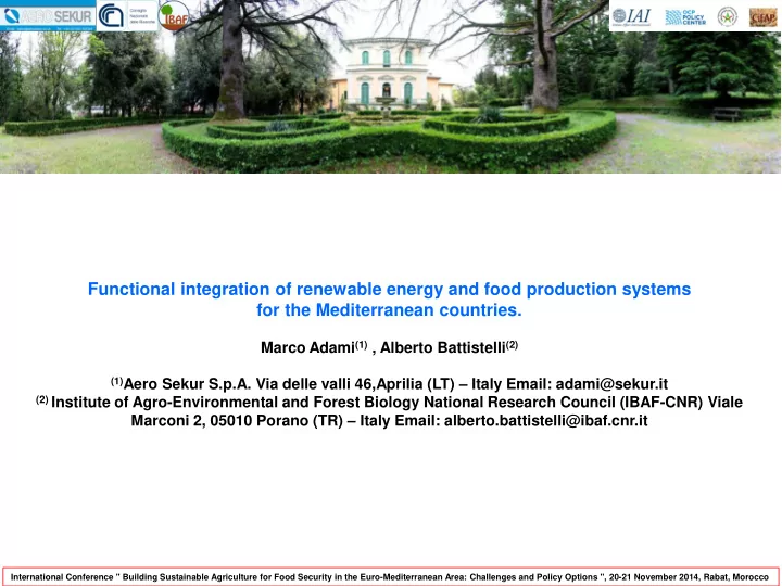 functional integration of renewable energy and food