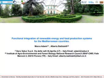 Functional integration of renewable energy and food production systems  for the Mediterranean
