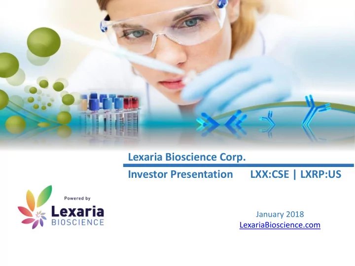 lexaria bioscience corp investor presentation lxx cse