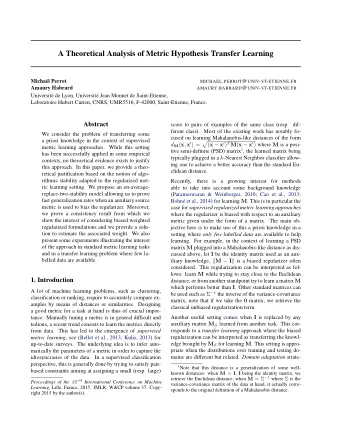 A Theoretical Analysis of Metric Hypothesis Transfer Learning  Micha  el Perrot MICHAEL . PERROT