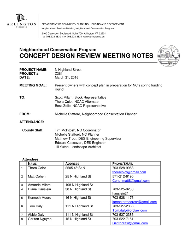 concept design review meeting notes