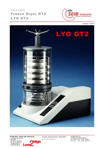 LYO GT2  Seib Industrie GmbH  Production, sales and service by  Stahlbaustrae 30  D-64560