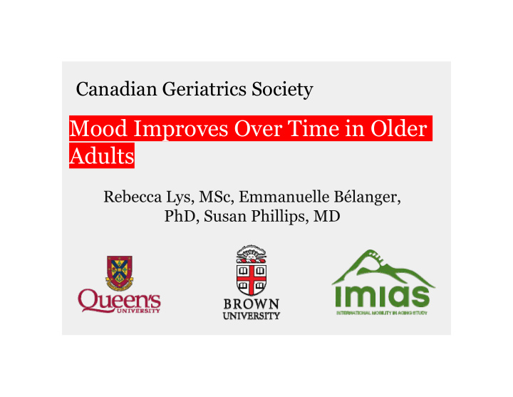 mood improves over time in older adults