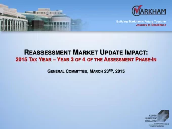 R EASSESSMENT M ARKET U PDATE I MPACT : 2015 T AX Y EAR  Y EAR 3 OF 4 OF THE A SSESSMENT P HASE