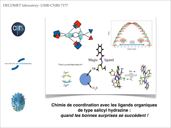 chimie de coordination avec les ligands organiques de