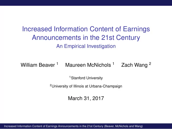 increased information content of earnings announcements