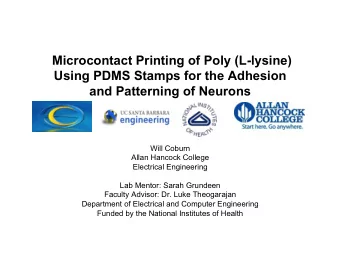 Microcontact Printing of Poly (L-lysine)  Using PDMS Stamps for the Adhesion  and Patterning of
