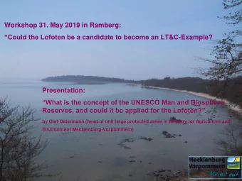 Workshop 31. May 2019 in Ramberg: Could the Lofoten be a candidate to become an LT&amp;C