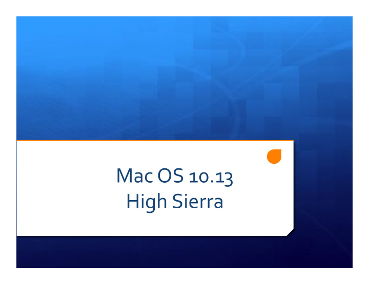 mac os 10 13 high sierra introduction