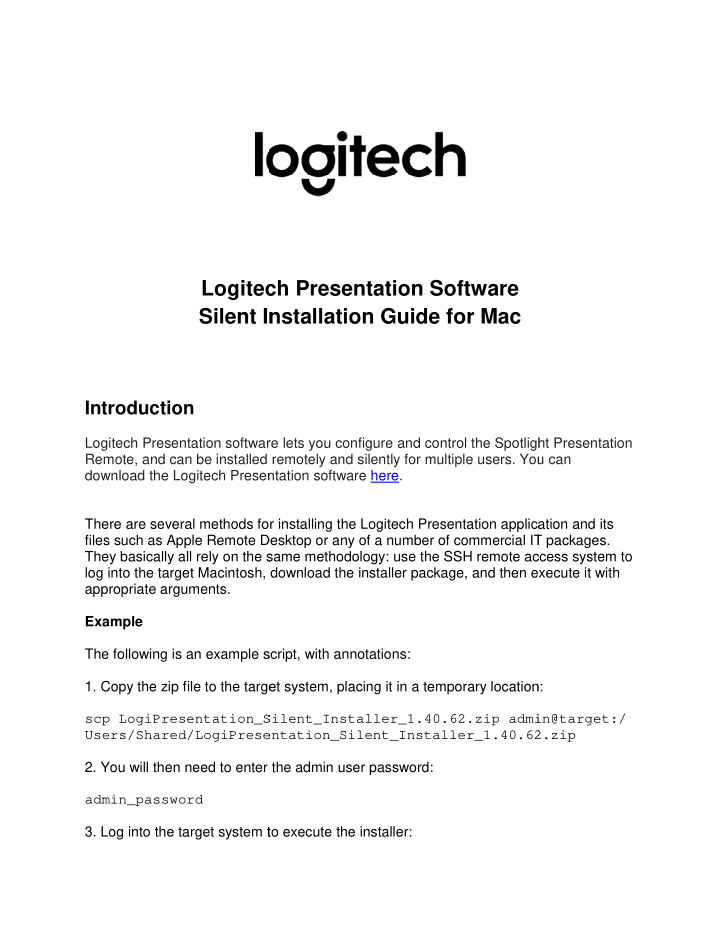 logitec tech presentation software silent in t