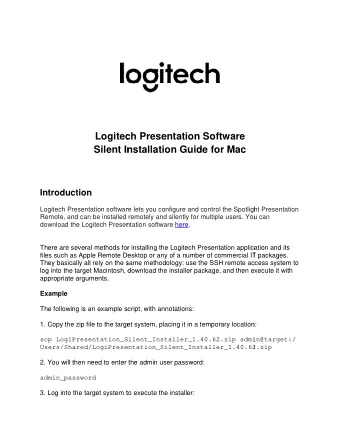 Logitec  tech Presentation Software  Silent In  t Installation Guide for Mac  Introduction