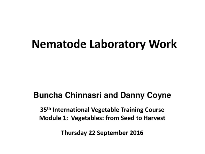nematode laboratory work