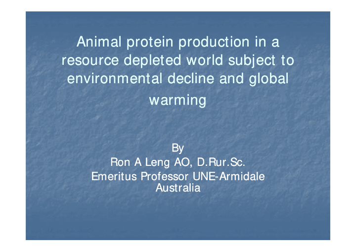 animal protein production in a animal protein production