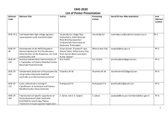 EIHE-2020  List of Poster Presentation  Abstract  Abstract Title  Author  Presenting  Email Of User