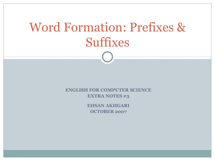 word formation prefixes suffixes