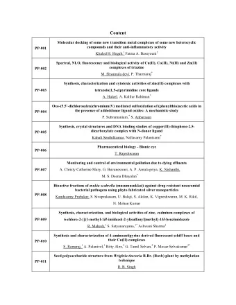 Content  Molecular docking of some new transition metal complexes of some new heterocyclic