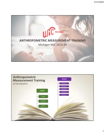 ANTHROPOMETRIC MEASUREMENT TRAINING  Michigan WIC 201920  Anthropometric  PRINT  PRINT