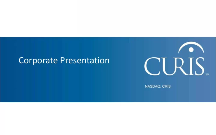 corporate presentation forward looking statements