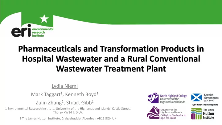 pharmaceuticals and transformation products in hospital