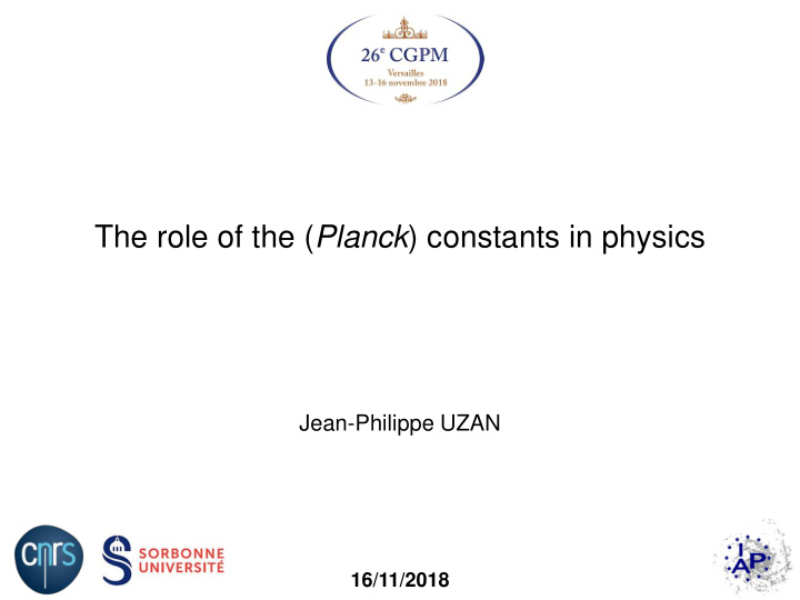 the role of the planck constants in physics