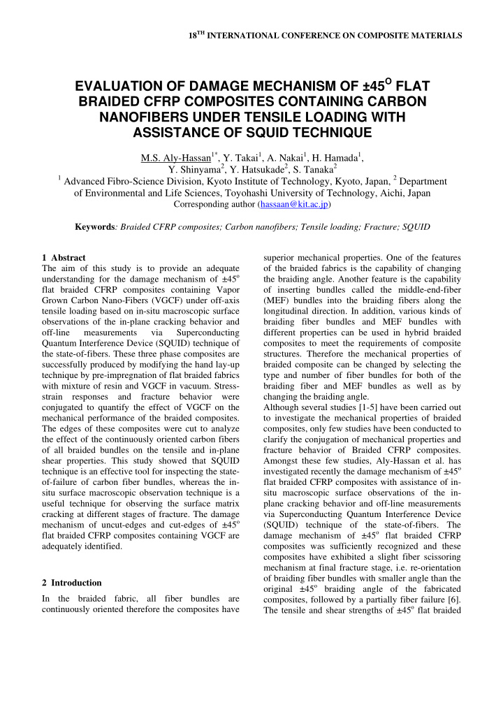 evaluation of damage mechanism of 45 o flat braided cfrp