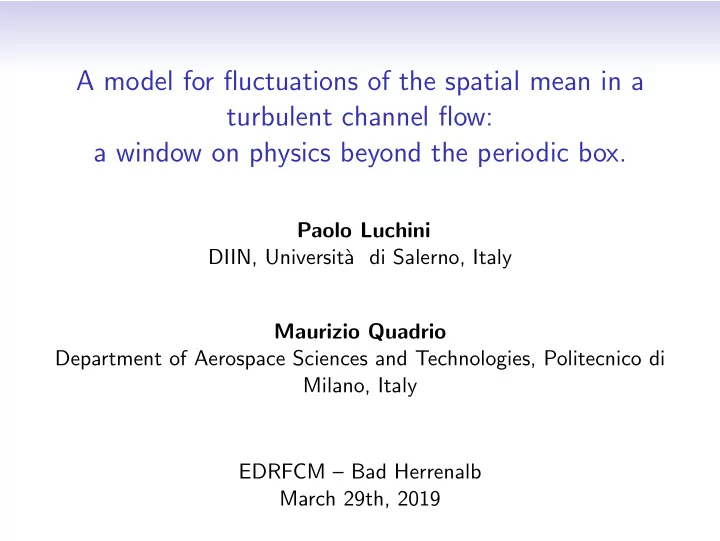 a model for fluctuations of the spatial mean in a