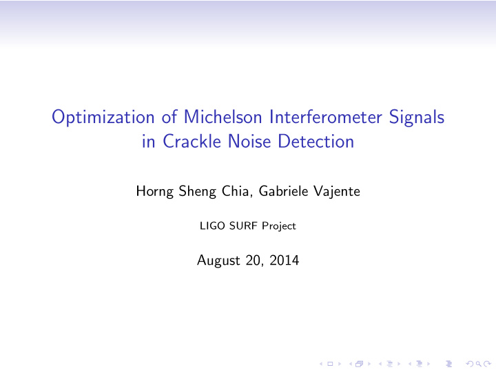 optimization of michelson interferometer signals in