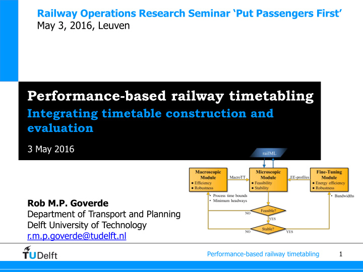 performance based railway timetabling