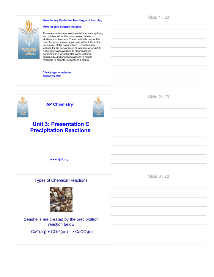 ap chemistry unit 3 presentation c precipitation