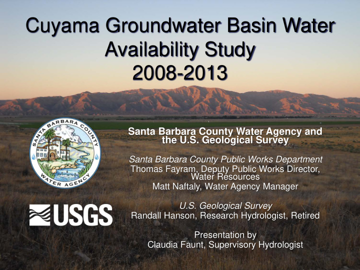 cuyama groundwater basin water availability study 2008