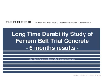 - 6 months results -  Ulla Hjorth Jakobsen, Danish Technological Institute  NanoCem Fall Meeting,
