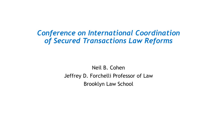 conference on international coordination of secured